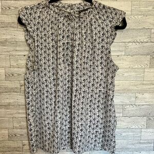 Adrianna Papell Tank Top Style Womens L Sleeveless Black White‎ Blouse